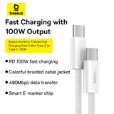 Cáp sạc nhanh 100W Baseus Dynamic 3 Series Fast Charging Data Cable Type-C to Type-C