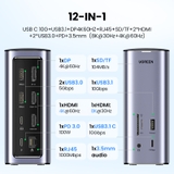 Dock chuyển đổi Ugreen Revodok Pro 12 trong 1 hỗ trợ cùng lúc 4 màn hình CM555