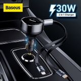 Tẩu sạc ô tô tích hợp dây cáp rút gọn 30W C+L Baseus Enjoyment Retractable 2 in 1 Car Charger