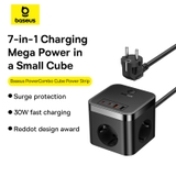 Bộ Sạc Nhanh 30W Baseus PowerCombo Cube Power Strip 3AC+2U+2C