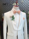 TX0003 Tuxedo trắng cổ lụa trắng