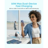 Củ Sạc Nhanh ANKER Zolo 50W (2*Type-C + 2*USB-A port, ActiveShield™ 4.0) - A121E