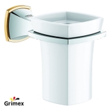 Bộ ly cốc đựng bàn chải, kem đánh răng treo tường Grohe Grandera Chrome/Gold 40626IG0