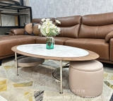 Bàn Trà Oval Mặt Đá Hiện Đại 419S
