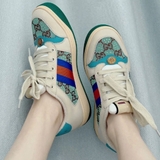 Giày Gucci Women’s Screener Sneaker With Crytals 'Xanh Dương Ngọc'