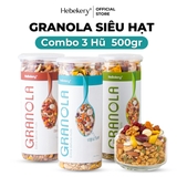 Combo 3 Hũ 500gr Granola Siêu Hạt Dinh Dưỡng 3 Vị - Ngũ Cốc Dinh Dưỡng HEBEKERY by HEBE