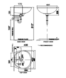 Bản vẽ Lavabo chậu rửa mặt American Standard VF-0940.1H treo tường