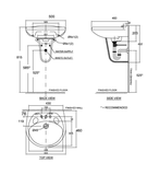 Bản vẽ Lavabo chậu rửa mặt American Standard VF-0969.3H treo tường + chân treo VF-0912