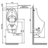 Bản vẽ kỹ thuật Bồn tiểu nam American Standard WP-6737B treo tường, xả âm tường