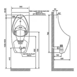 Bản vẽ kỹ thuật Bồn tiểu nam American Standard WP-6737T treo tường, xả trên