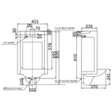 Bản vẽ kỹ thuật Bồn tiểu nam American Standard WP-6506 treo tường + xả tiểu cảm ứng