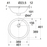 Bản vẽ kỹ thuật lavabo chậu rửa mặt American Standard WP-0433 âm bàn tròn