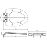 Bản vẽ kích thước nắp nhựa bồn cầu Toto TC395VS