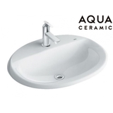 Lavabo chậu rửa mặt Inax AL-2395V bán âm dương vành sứ chống bám bẩn Aquaceramic (AL2395V)