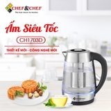 Ấm đun nước thủy tinh Chef&Chef CH1703D điều khiển nhiệt độ đun.