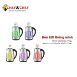 Ấm đun nước thủy tinh Chef&Chef CH1703D điều khiển nhiệt độ đun.