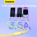 Cáp Sạc 3 Đầu Baseus Leo Retractable Charging Cable 3-in-1 USB to M+L+C 3.5A (1.1m)