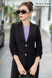 Áo vest blazer nữ màu đen tay lỡ phối cùng quần ống đứng thanh lịch