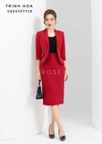 Bộ vest công sở nữ cao cấp màu đỏ đô sang chảnh