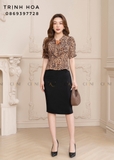 Áo peplum nữ lụa hoạ tiết