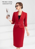 Bộ vest công sở nữ cao cấp màu đỏ đô sang chảnh
