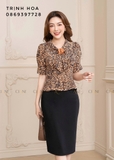 Áo peplum nữ lụa hoạ tiết