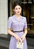 Váy đầm công sở dáng xoè nhẹ nhàng với 2 màu tím và cam