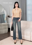 Quần jean nữ ống đứng cạp cao hàng cao cấp 2 màu