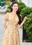 Đầm tơ hoa mùa hè mát nhẹ 2 màu