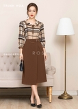 Áo sơ mi nữ hoạ tiết tay lỡ, cổ sen 2 màu