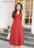 Đầm đỏ dáng xoè đẹp, mẫu đầm đỏ cam đẹp nhất