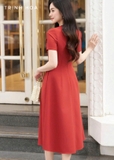 Đầm đỏ dáng xoè đẹp, mẫu đầm đỏ cam đẹp nhất