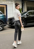 Áo sơ mi croptop công sở nữ tay ngắn 2 màu trắng và đen