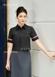 Áo sơ mi croptop công sở nữ tay ngắn 2 màu trắng và đen
