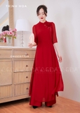 Mẫu áo dài đồng phục màu đỏ, đồng phục áo dài giáo viên