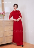 Mẫu áo dài đồng phục màu đỏ, đồng phục áo dài giáo viên
