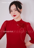 Mẫu áo dài đồng phục màu đỏ, đồng phục áo dài giáo viên