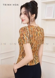 Áo lụa hoạ tiết mặc buông mùa hè cao cấp