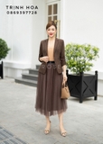 Áo vest blazer nữ hoạ tiết kẻ trẻ trung