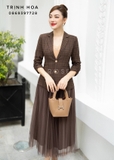 Áo vest blazer nữ hoạ tiết kẻ trẻ trung