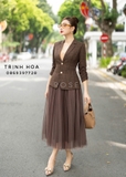 Áo vest blazer nữ hoạ tiết kẻ trẻ trung
