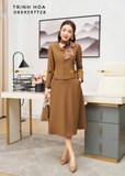 Set bộ nữ sang chảnh gam màu nâu tây kèm khăn nơ
