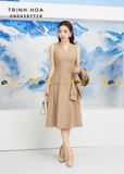 Set bộ đầm liền và áo khoác lửng 2 màu ghi và đen