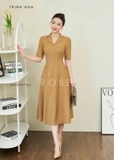 Đầm liền dáng xòe công sở cao cấp một màu