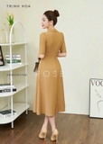 Đầm liền dáng xòe công sở cao cấp một màu