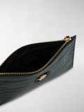 VERSACE MEDUSA GOLD CROCODILE EMBOSSED CLUTCH