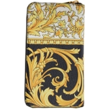 Versace Black and Yellow Barocco Long Zip Wallet