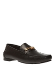 VERSACE BLACK MOCCASINS WITH LOGO