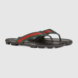 Web and leather thong sandal