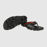 Web and leather thong sandal